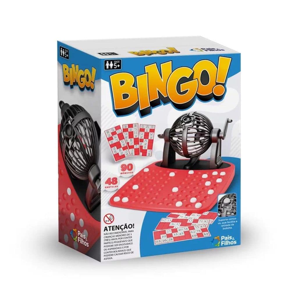 Jogo Super Bingo com Globo Giratório 48 Cartelas Pais e Filhos Festa Junina Presente Clássico