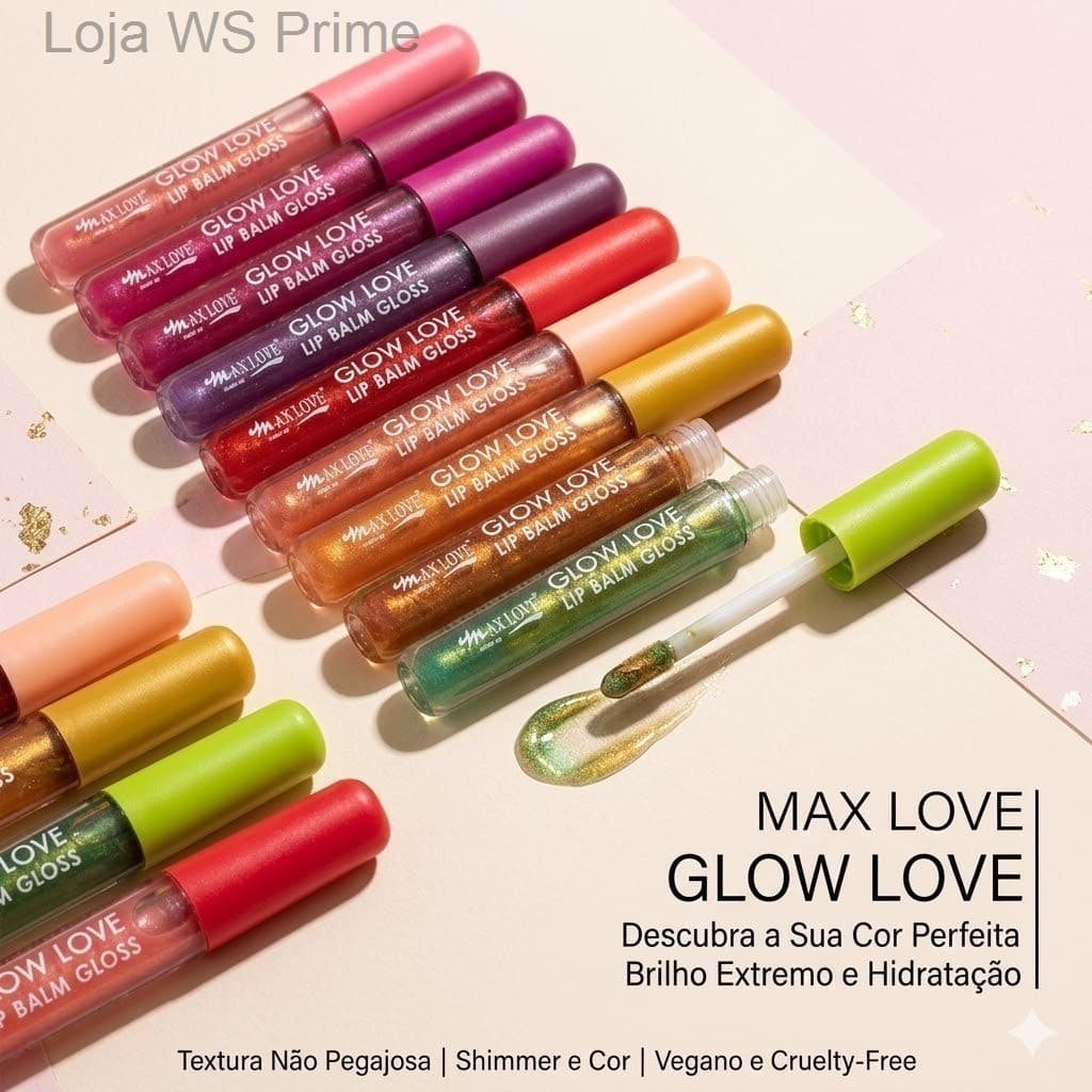 Gloss Hidratante com Mel de Abelha – Max Love Glow Love Lip Balm Morango Melancia Cereja 12 AromasD71U