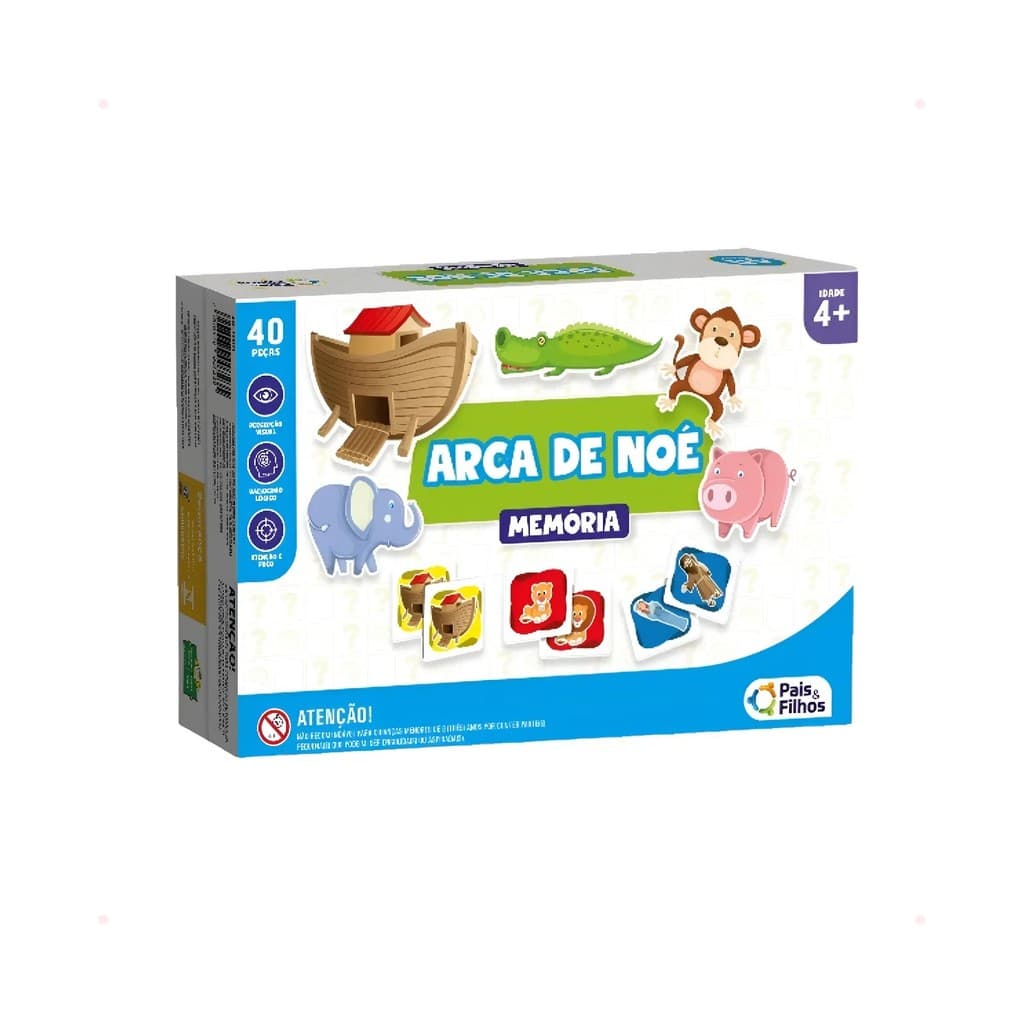 JOGO DA MEMÓRIA ARCA DE NOÉ 40 PEÇAS - PAIS E FILHOS