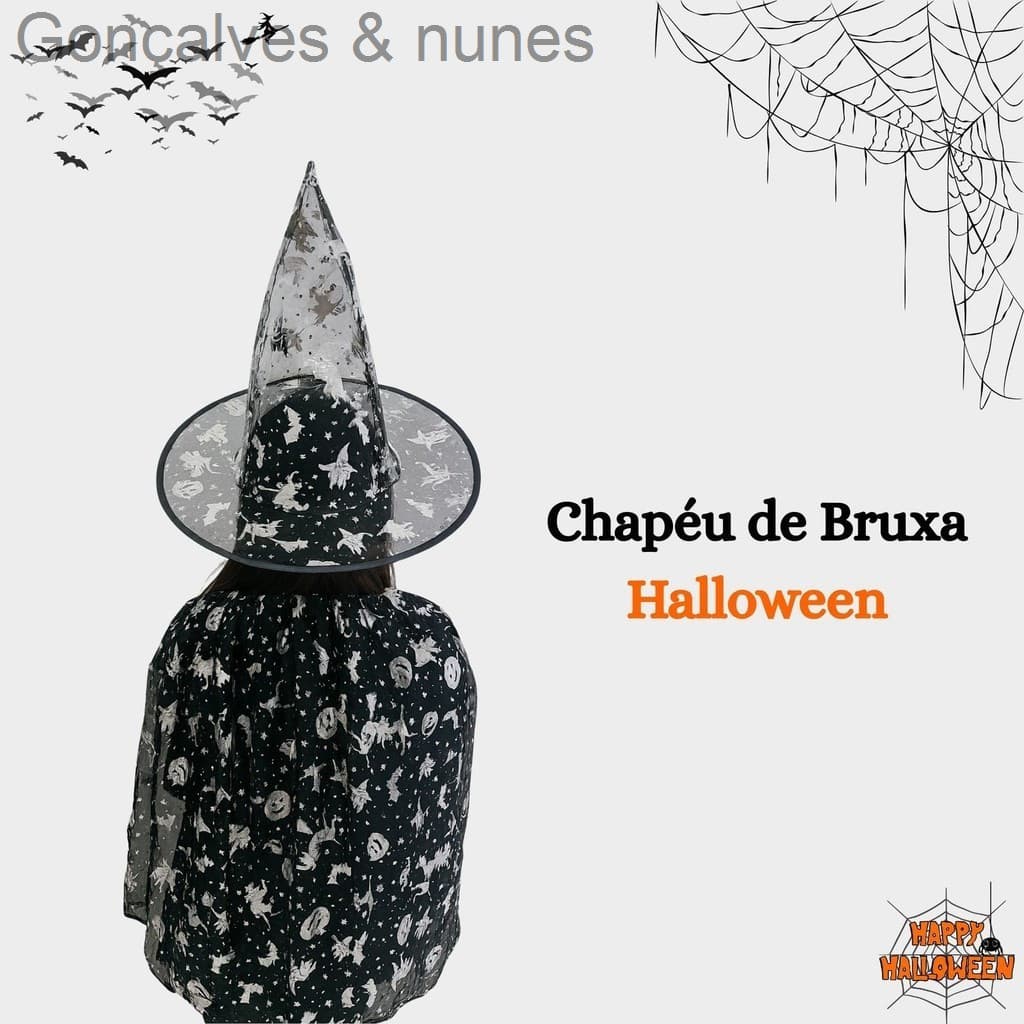 (V)Kit Fantasia Infantil Halloween – Capa com Chapéu Prateado 🕸️🎃AED2