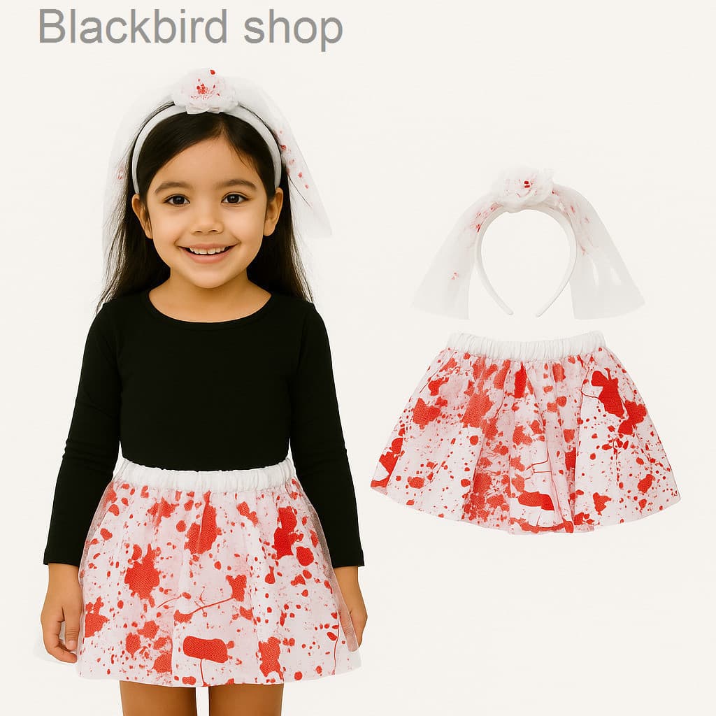 (V)Fantasia Infantil Halloween Noiva Zumbi com Tiara e Véu 🩸👰8BTF