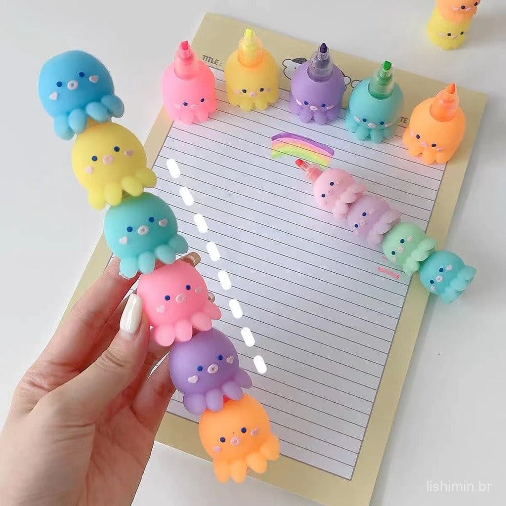 Novo Padrão Urso Criativo Caneta Fluorescente Marca Papelaria Material Para Estudantes Presente