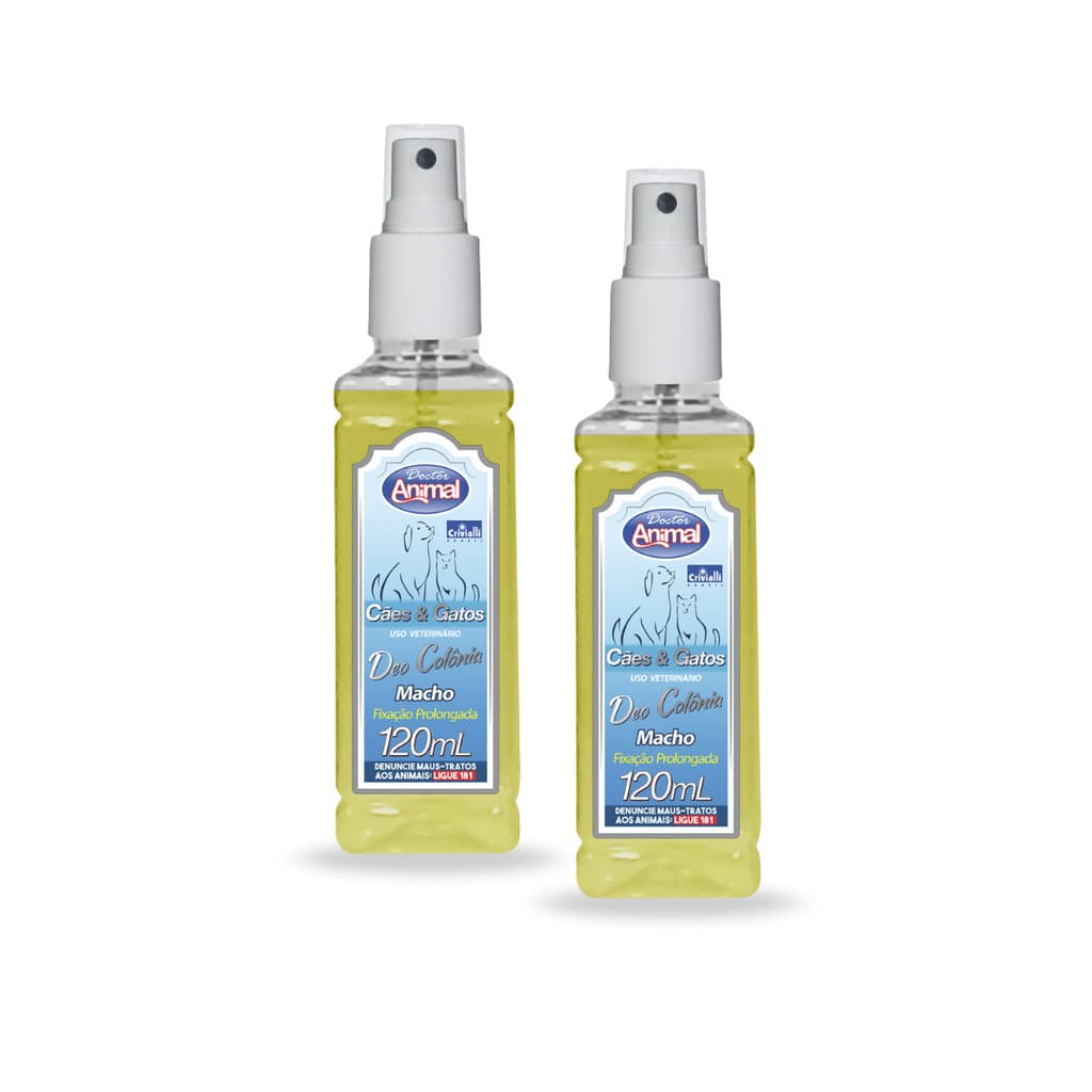 Kit 2 Perfume Pet Macho Doctor Animal 120ml Colônia Para Cães E Gatos Fixação Prolongada