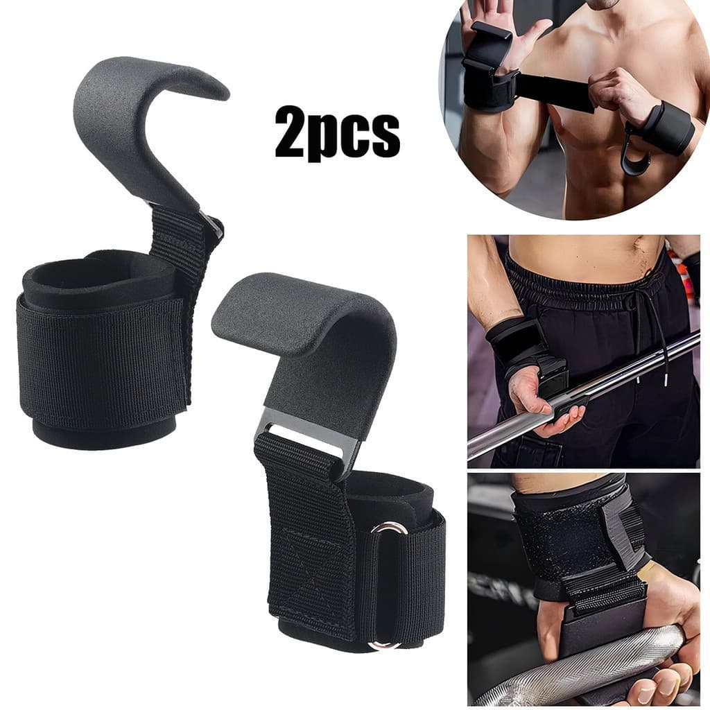 2 Pçs Útil Apertos De Gancho De Levantamento De Peso Com Envoltórios De Pulso Mão-Bar Cinta De Fitness Pull-Ups Luvas En