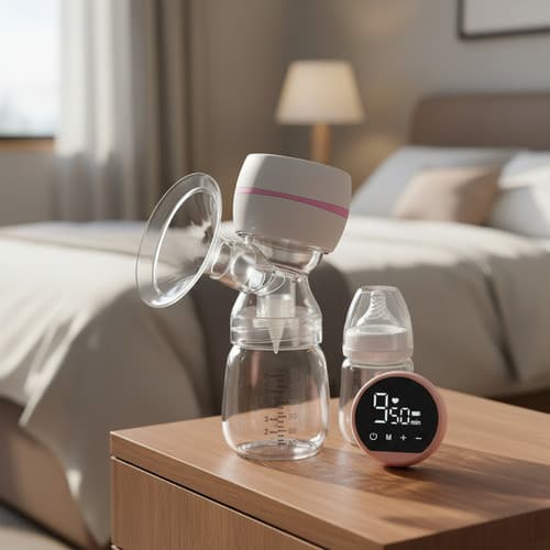 Bomba Tira Leite Materno Recarregável Usb  Digital  180ml rosa/branco