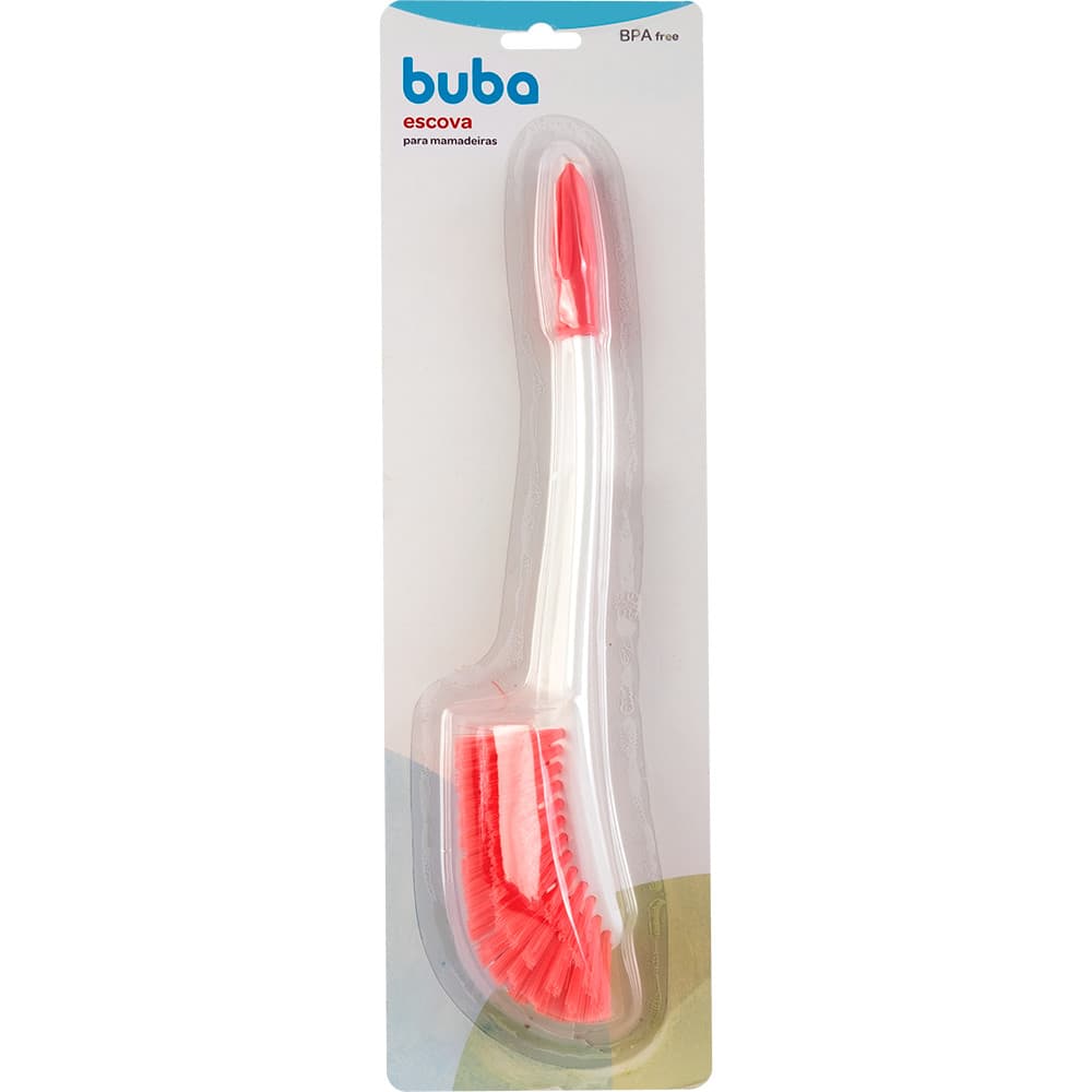 Escova Para Lavar Mamadeira E Bico Com Esponja Buba Azul Rosa Bebê garrafas térmicas multiuso-Com Limpador De Bico-Buba