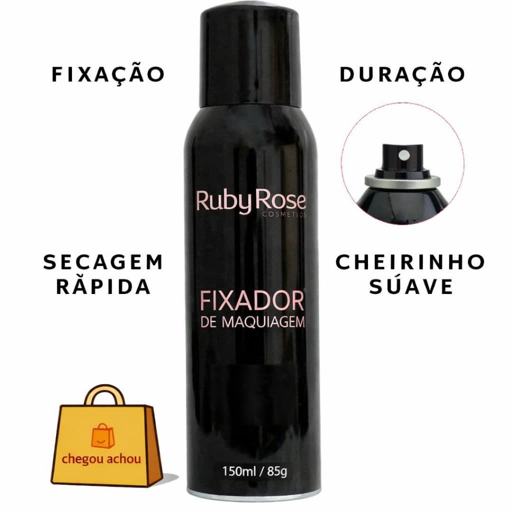 Fixador de Maquiagem Ruby Rose HB312 – Fixação Prolongada, Toque Seco e Acabamento Natural
