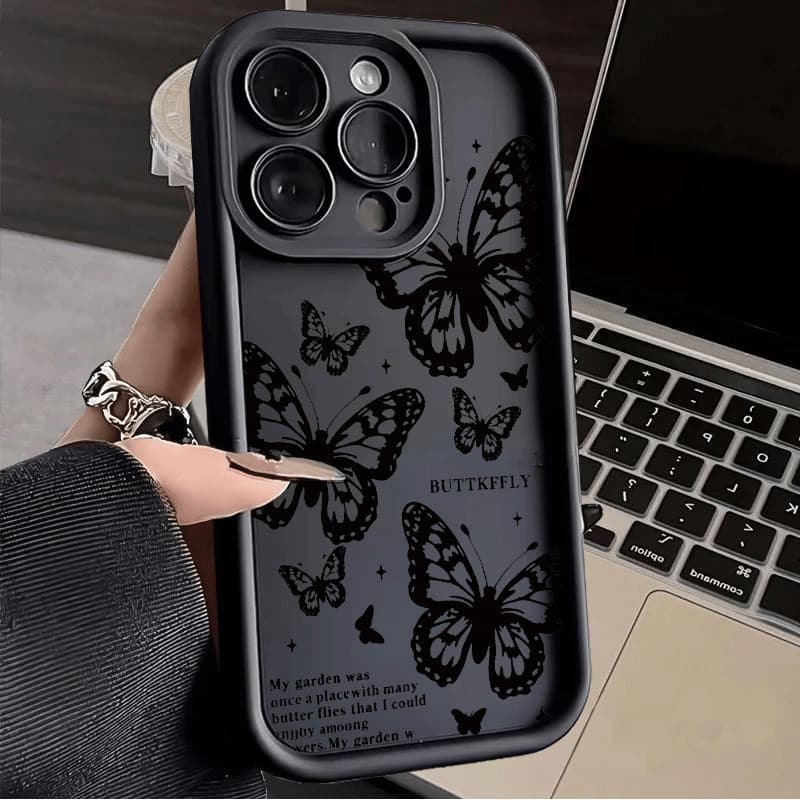 Capa de Celular Borboletas Estilo Escuro para Samsung A14 A15 A54 A55 A05S A16 A07 A17 S22 S23 S24 S25 Ultra
