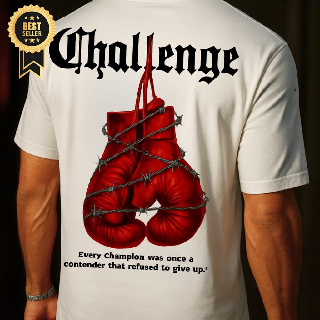 Camiseta Oversized Streetwear Challenge Estampa Luvas Boxe Masculina CI