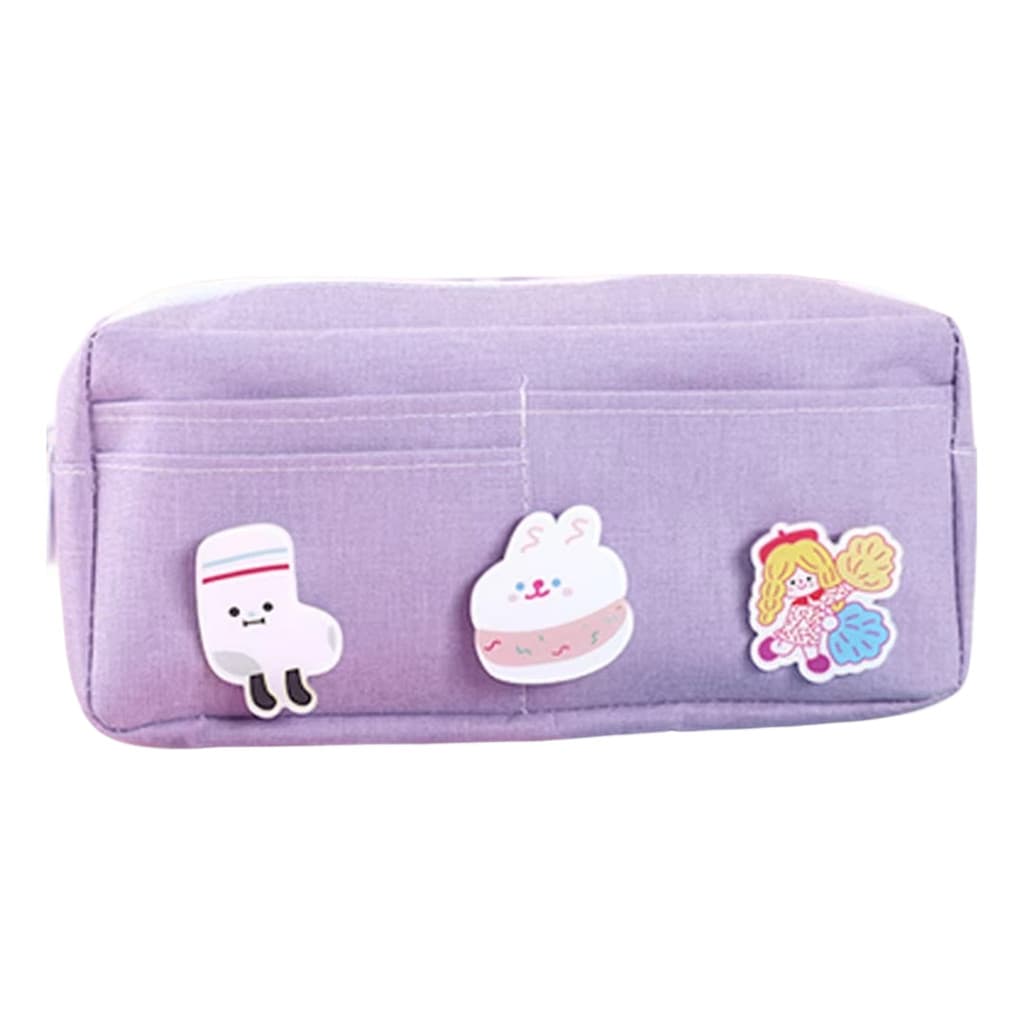 Estojo Escolar Feminino Espaçoso com Broches Fofos