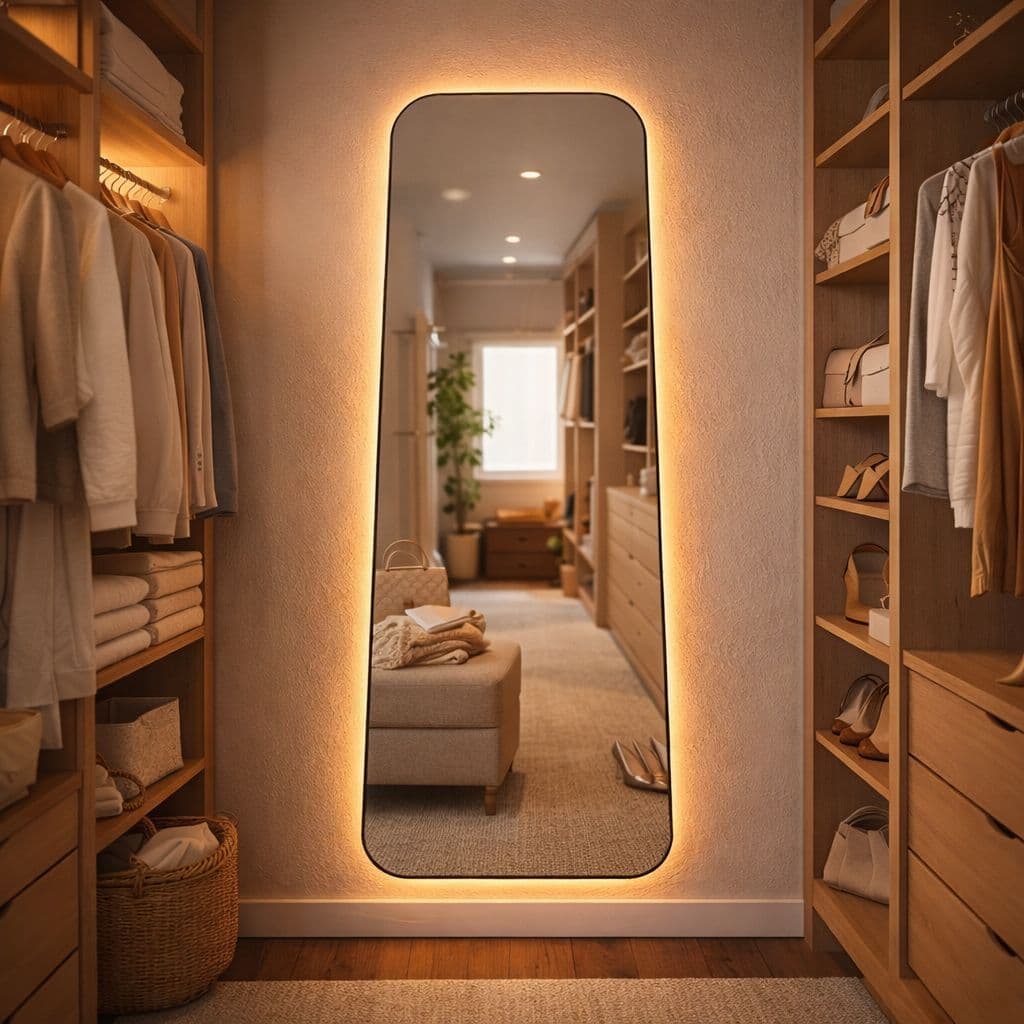 Espelho Lumina LED SEM FIO 100x60 ou 120x60 cm | Espelho Decorativo Moderno para Closet, Sala e Quarto