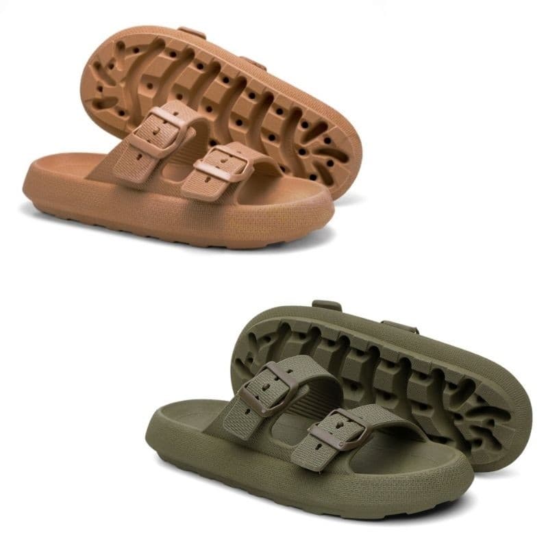 Kit 2 Pares Chinelo Masculino Nuvem Sandália Slide Duas Tiras Confortável Birken Fivela