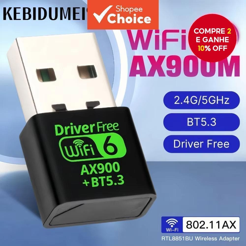 Novo Adaptador USB WiFi 5 2 em 1 Placa de Rede Sem Fios 600Mbps Adaptador Bluetooth Receptor 2.4/5Ghz para PC