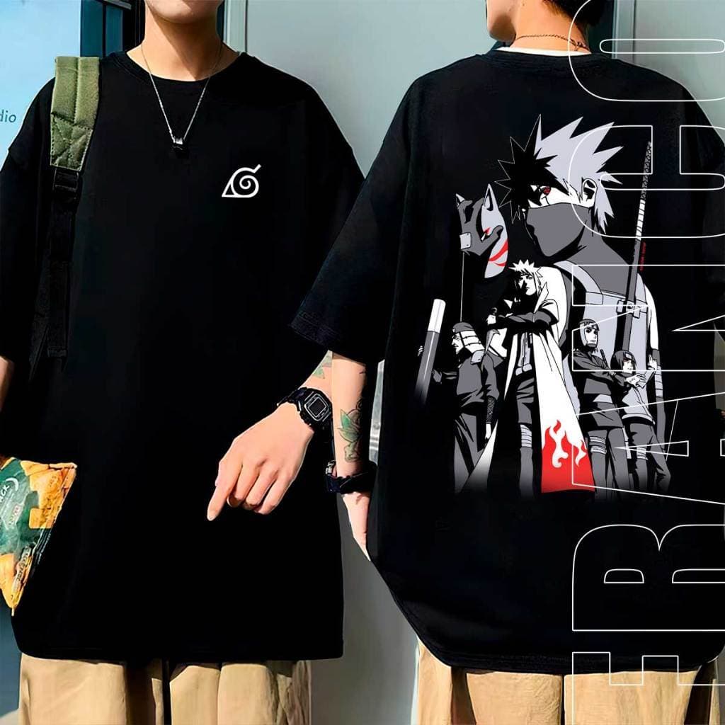 Camiseta Oversized Anime Naruto Shippude Kakashi Lançamento Camiseta Top Unissex 100% Algodão