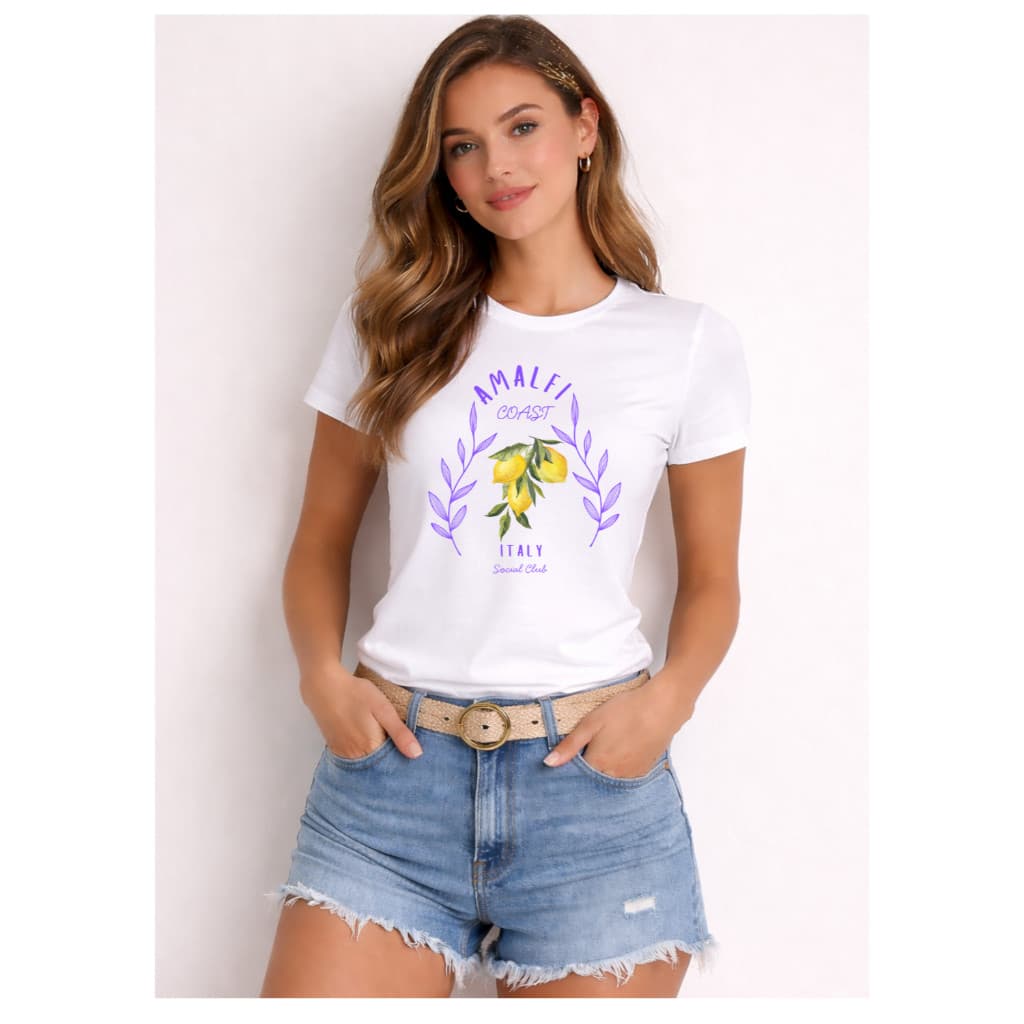 blusa feminina camiseta 100 % algodao t-shirt lançamento estampada amalfi limão
