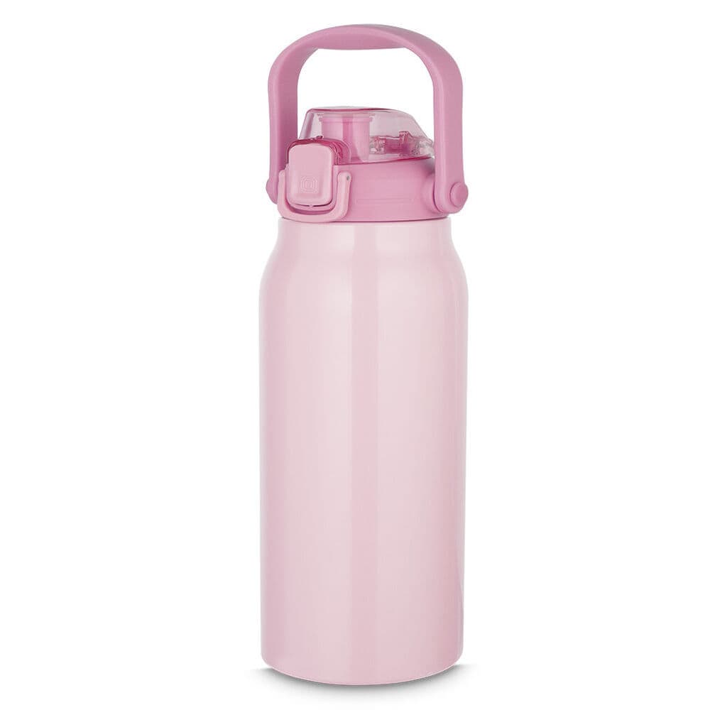Garrafa Térmica Inox 1,5L Rosa | Squeeze Parede Dupla com Alça Bebida Quente Fria