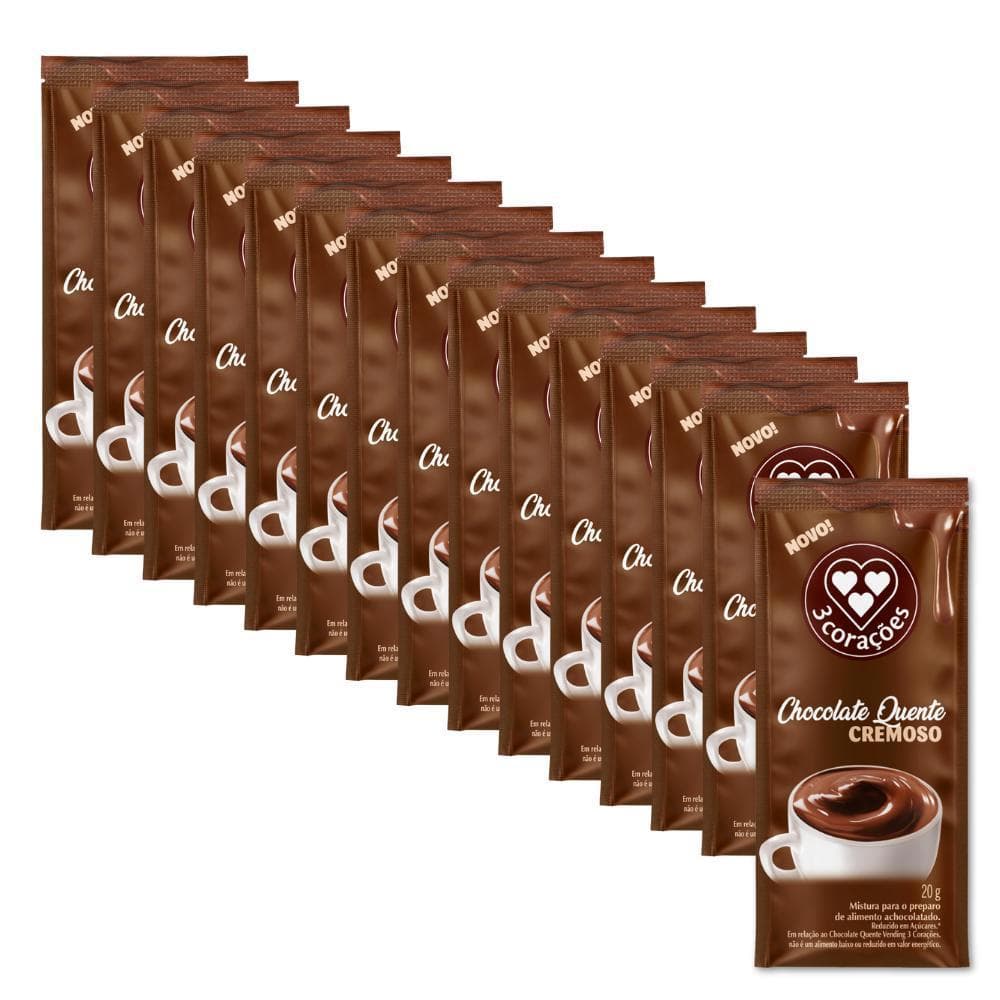 Chocolate Quente Cremoso Solúvel Três Corações Kit 15un 20g