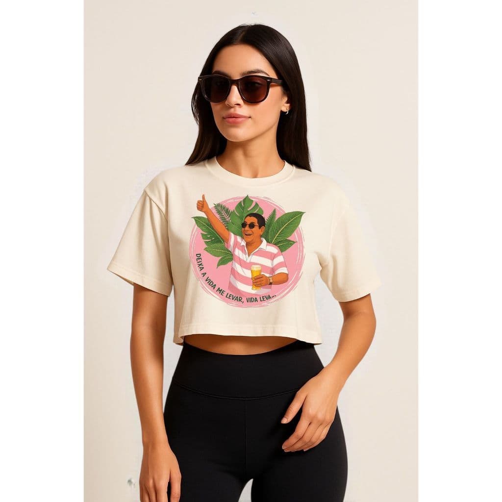 Cropped Feminino algodão DTF Estiloso Moda camiseta feminina