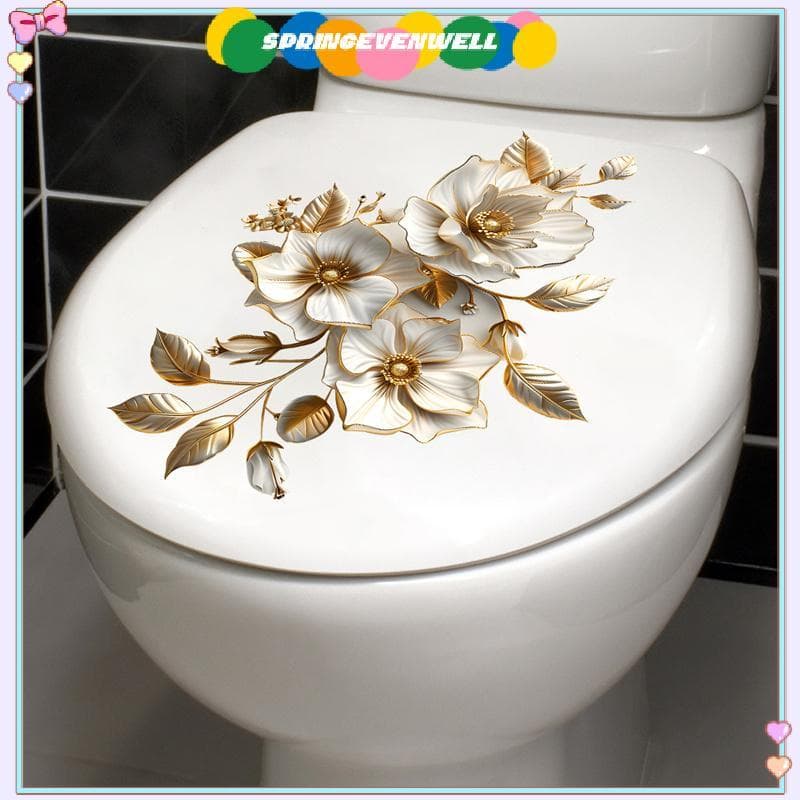 [springevenwell] Linda Tampa De Vaso Sanitário De Lótus Para Banheiro , Decorativa , À Prova D'água , Autoadesiva , Nova