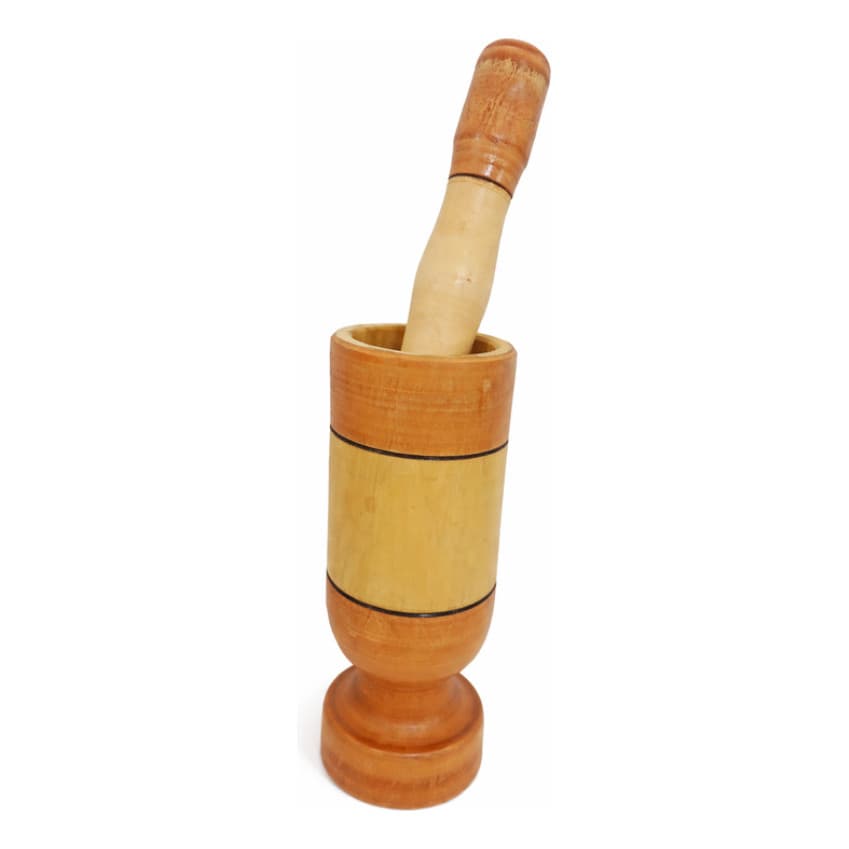 Pilao De Madeira grande 28 cm reforçado almofariz Pilão