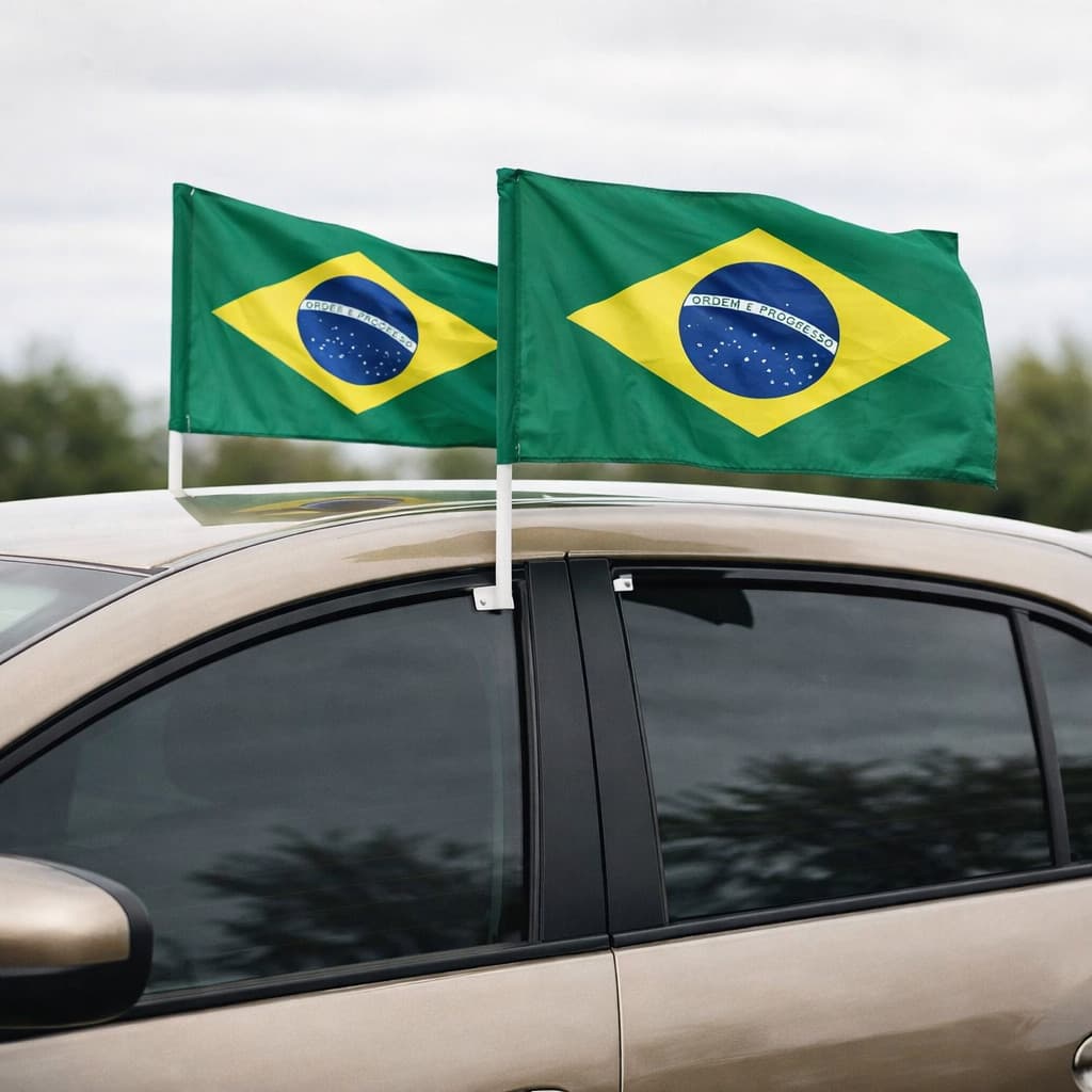 Bandeira Brasil Vidro de Carro Torcida Copa Futebol Pronta Entrega