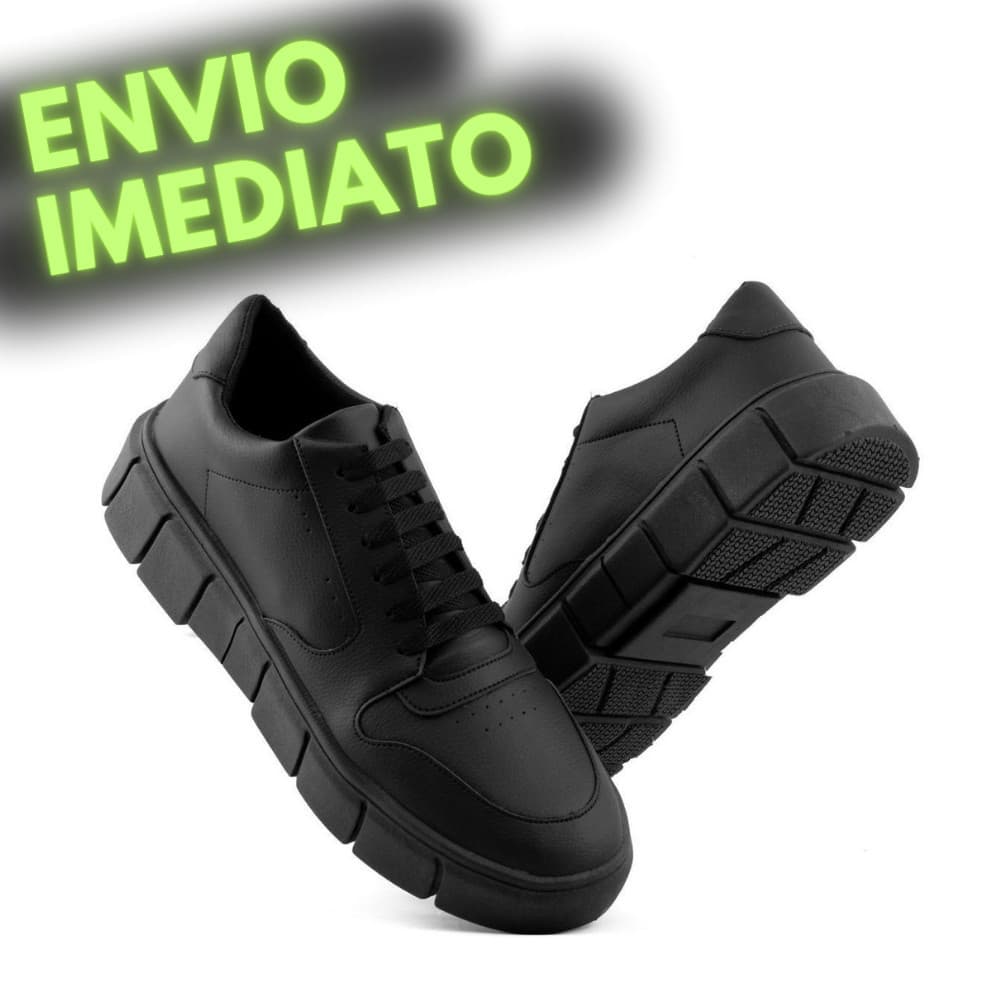 Tenis Masculino Casual Preto Branco Sneaker Oversize Moderno Sola Alta Numeração Especial 45 46