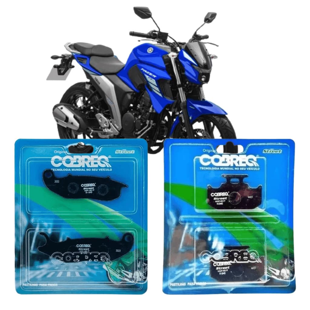 Kit Pastilhas de Freio Fazer 250 ABS 2016 2017 2018 2019 2020 2021 2022 2023 - Cobreq