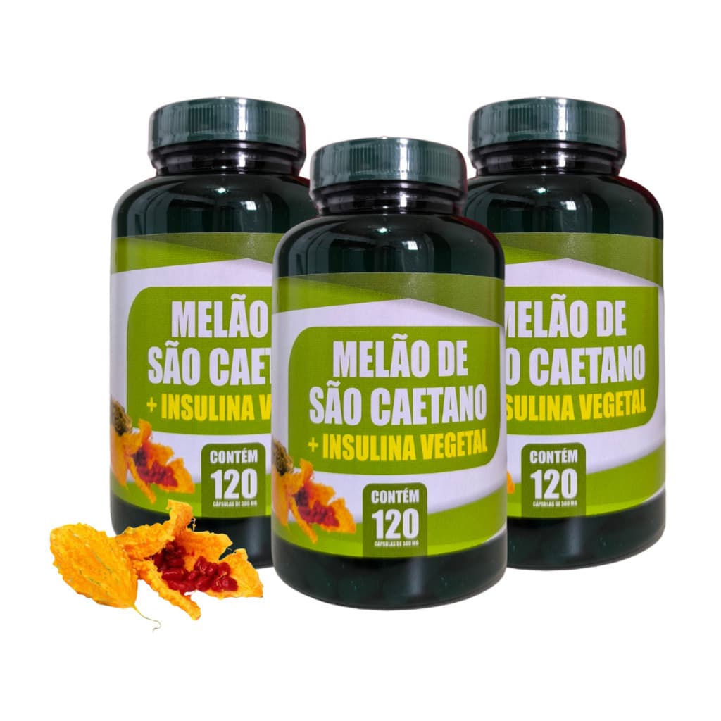 Melão de São Caetano + Insulina Vegetal 500 mg - 120 Cápsulas - Kits Com 1, 2 e 3 Unidades