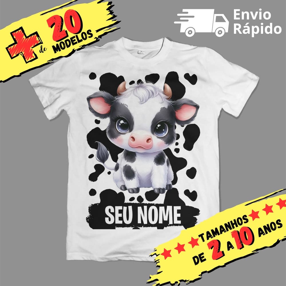 Camiseta Infantil Vaquinha Cute com nome (Opcional)