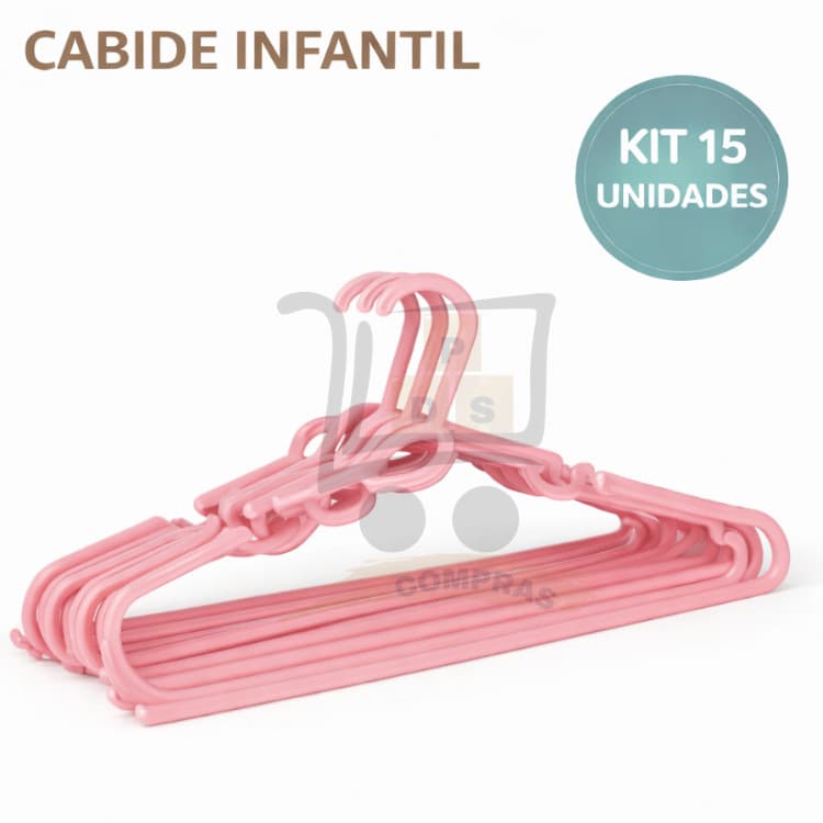 Kit 15 Cabide Rosa Infantil Bebe Plastico Reforçado