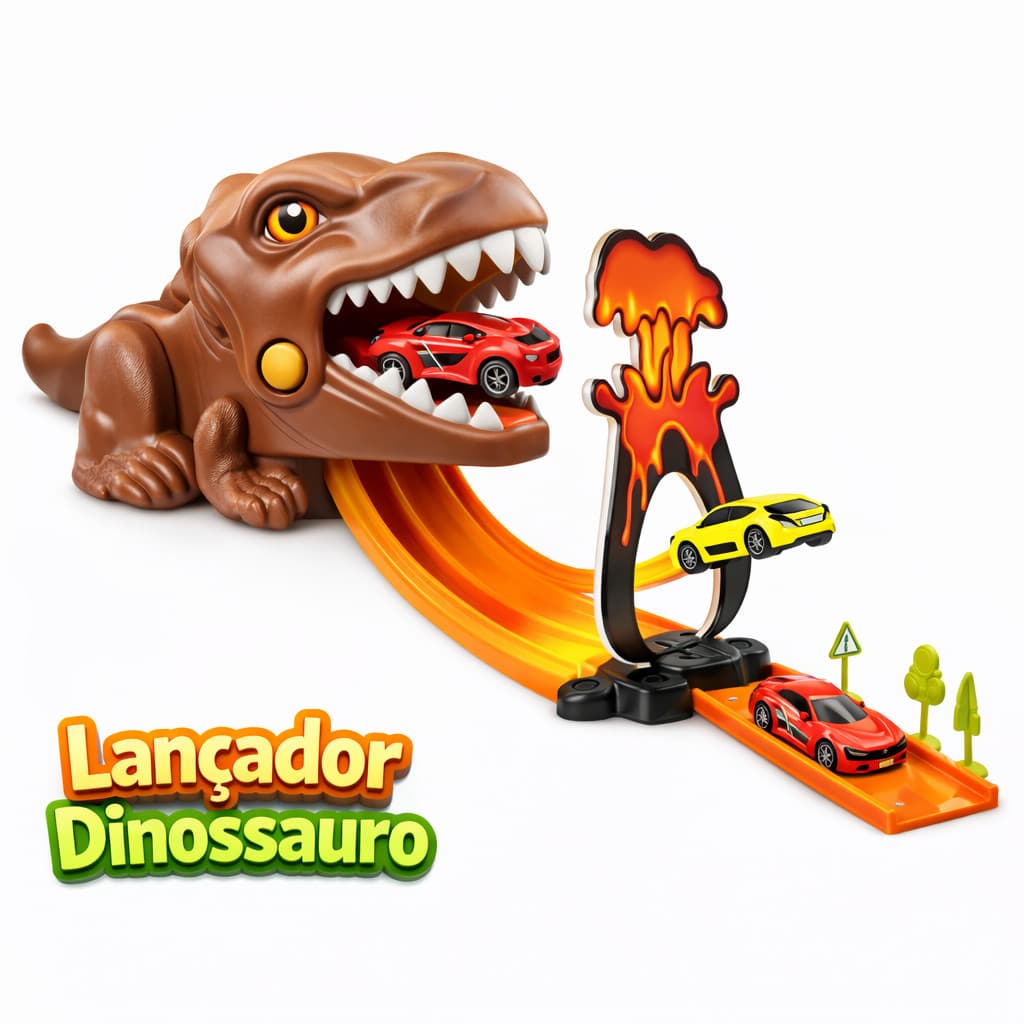 Brinquedo Pista De Corrida Infantil Tubarão Dinossauro Lançador com Carrinho Diversão Garantida