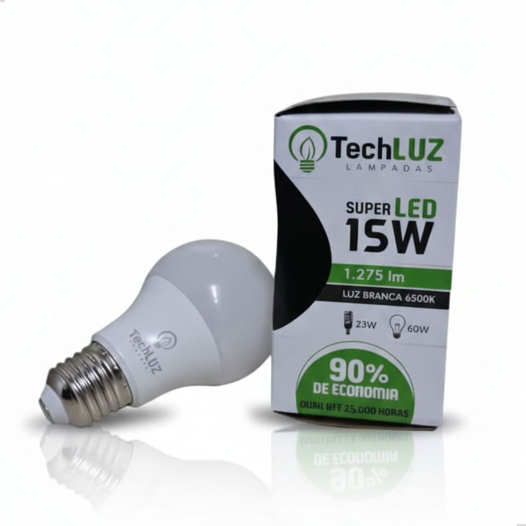 Lâmpada Led Branco Frio 6500k 15w E27 Bivolt Bulbot Techluz 127/220v Branco-frio