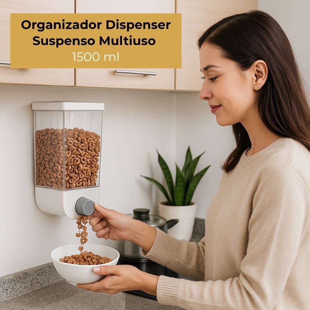 Dispenser Organizador Suspenso Parede 1000ml 1500ml Porta Mantimento Cereal Grãos Ração