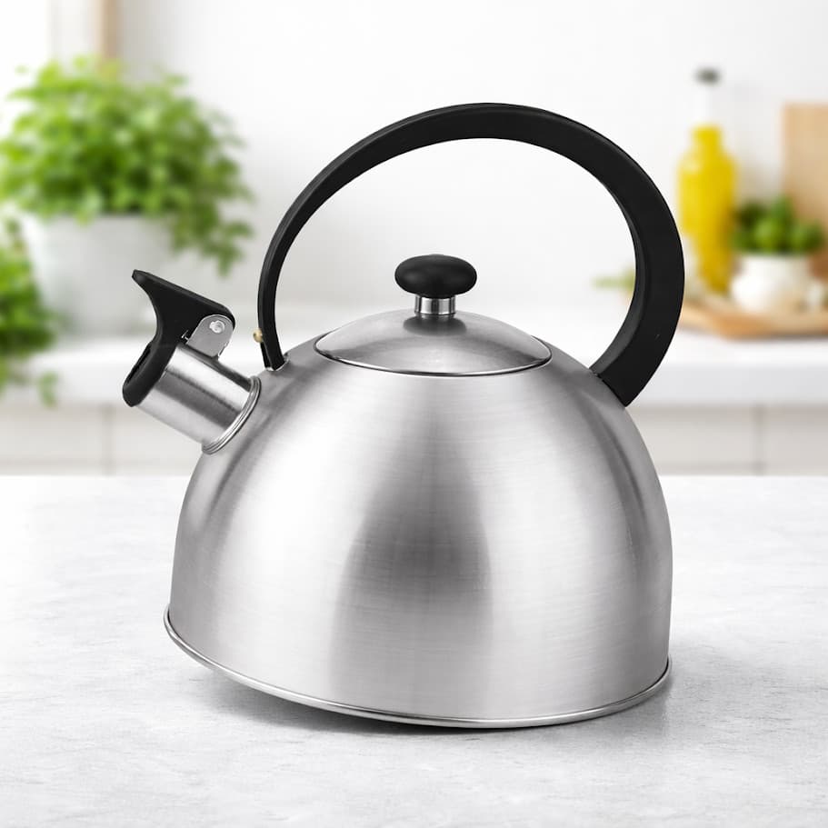 Chaleira Inox 2,5 Lts Com Apito Alça Térmica Fogão Gás Indução