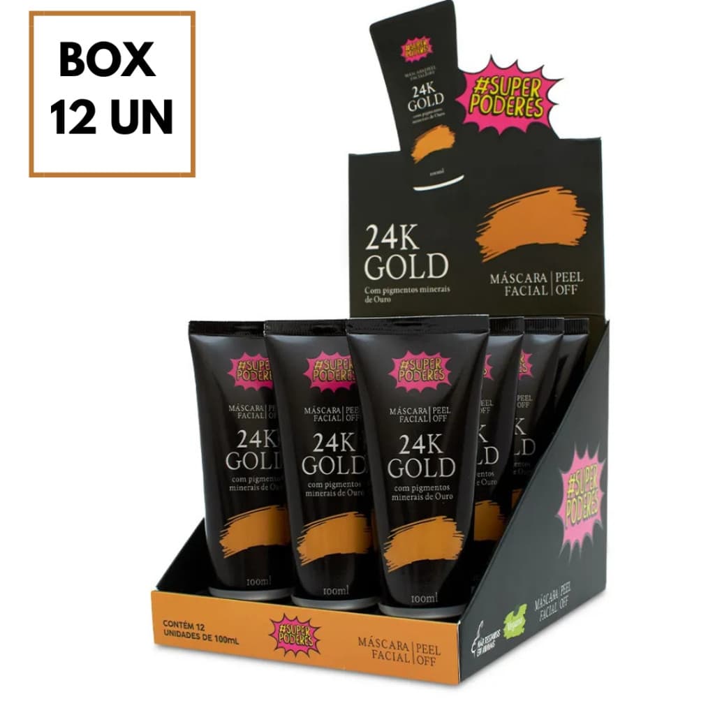 MÁSCARA FACIAL PEEL  24k GOLD – BOX COM 12 UNIDADES (100ML CADA)
