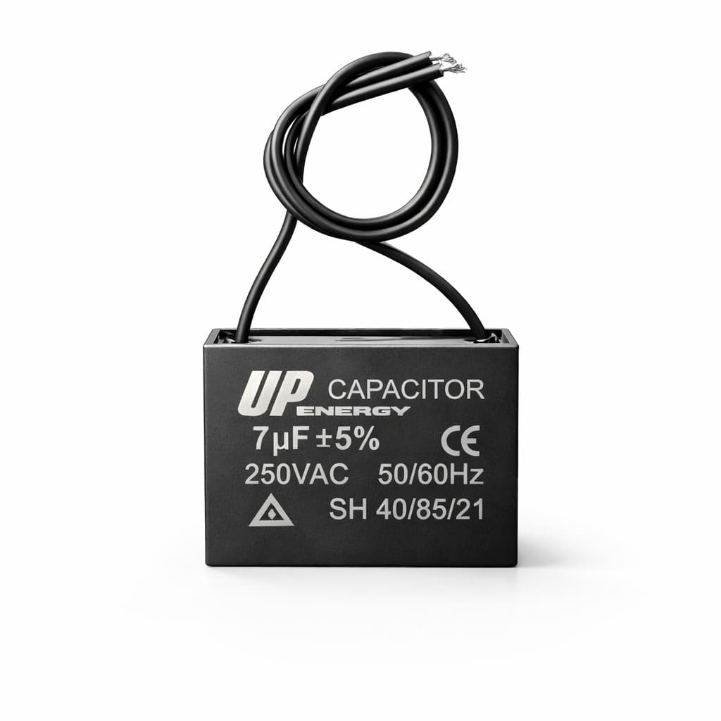 Capacitor Ventilador CBB61 7uF 250VAC 50/60Hz 2 Fios