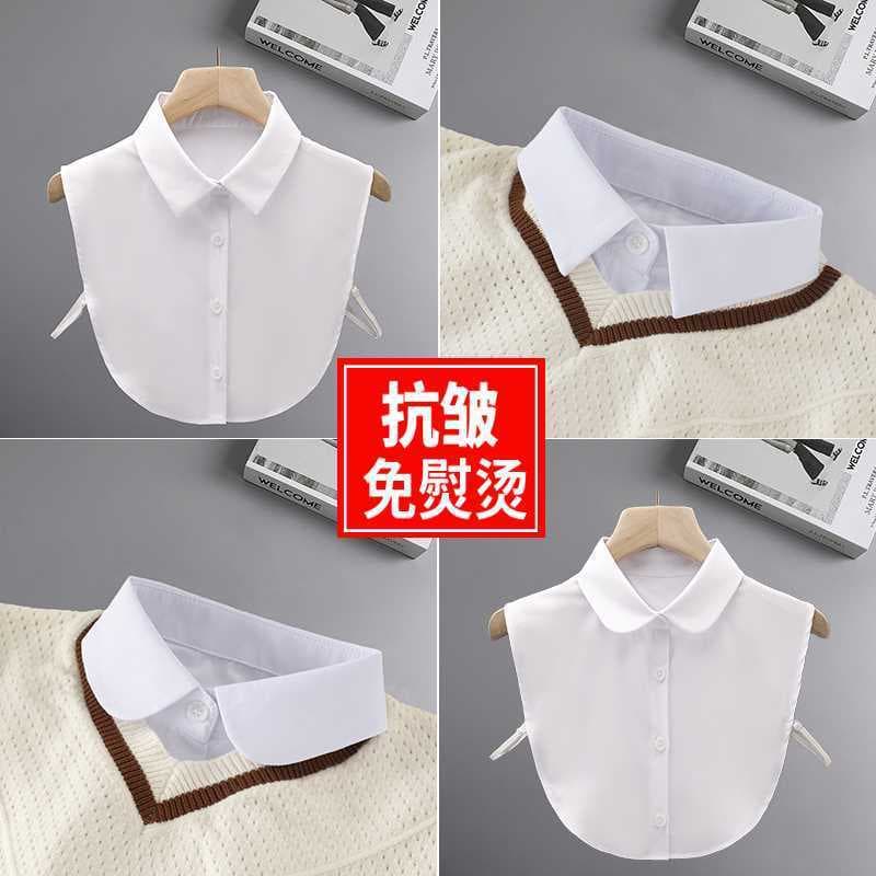 Novo Anti-rugas colar falso feminino All-Match camisa colarinho primavera outono inverno profissional não-ferro camisa c