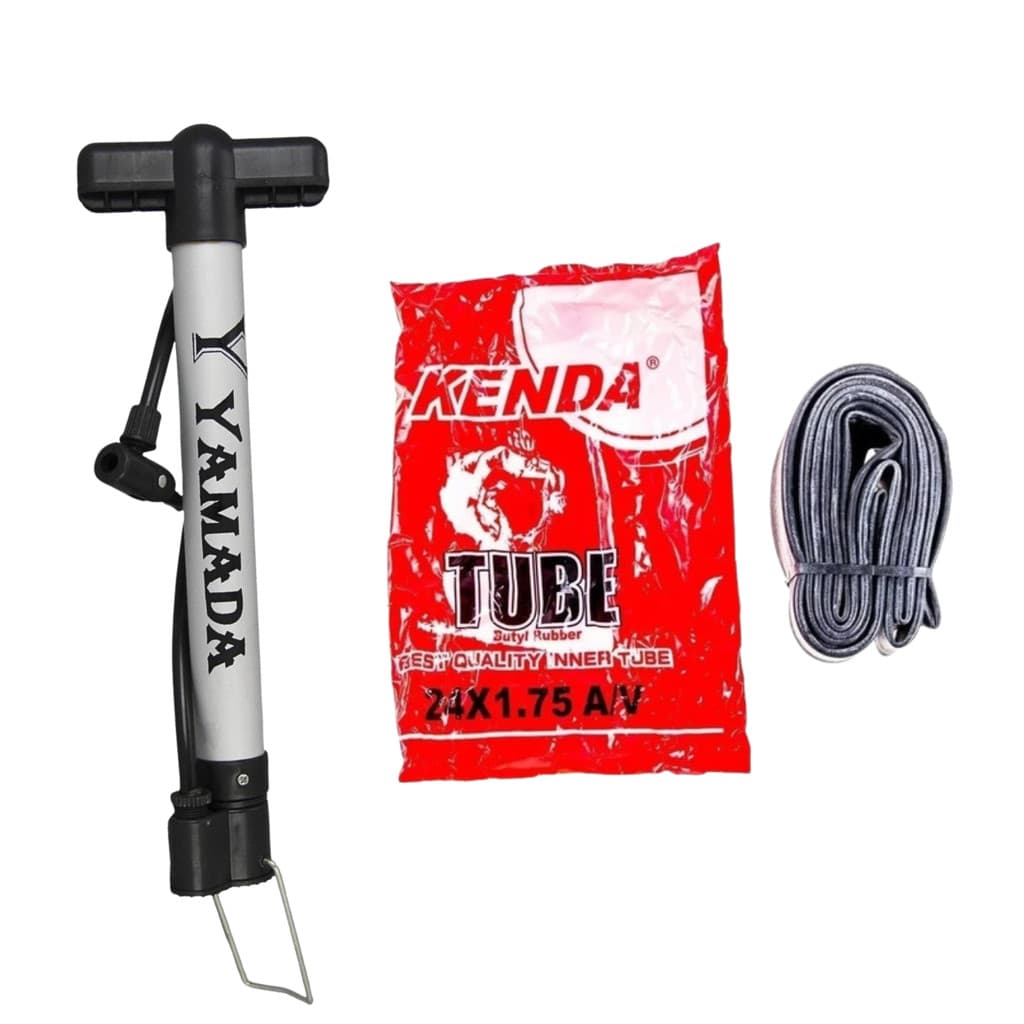 Bomba De Ar Bicicleta 30cm Para Pneu Bike + Camara De Ar Kenda Bicicleta Bike 24x1.75/1.9 Schrader