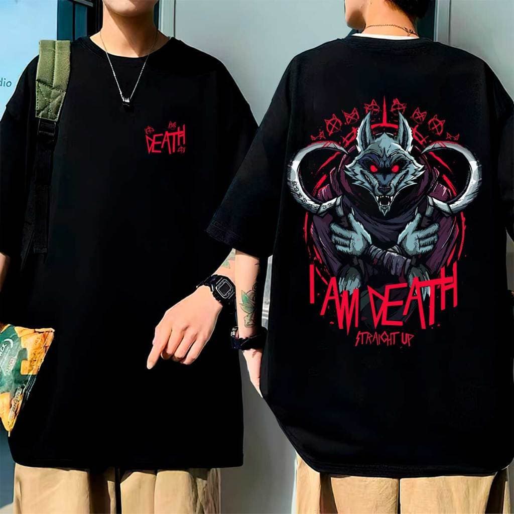 Camiseta Oversized Morte Filme Geek Death Gato Estampada Botas Unissex 100% Algodão