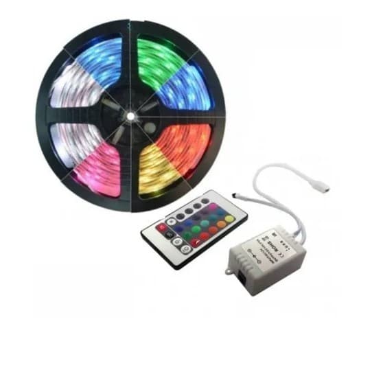 Fita Led Ultra Rgb 5050 5 Metros Completa + Controle Rolo 5m 16 Cores Colorida 300 Leds Aprova D'agua
