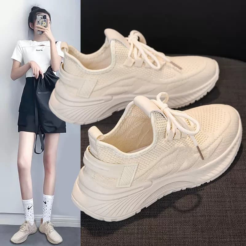 Tênis de coco feminino 2025 inverno malha de venda quente respirável voando tecido malha sapatos casuais Fitness sola ma