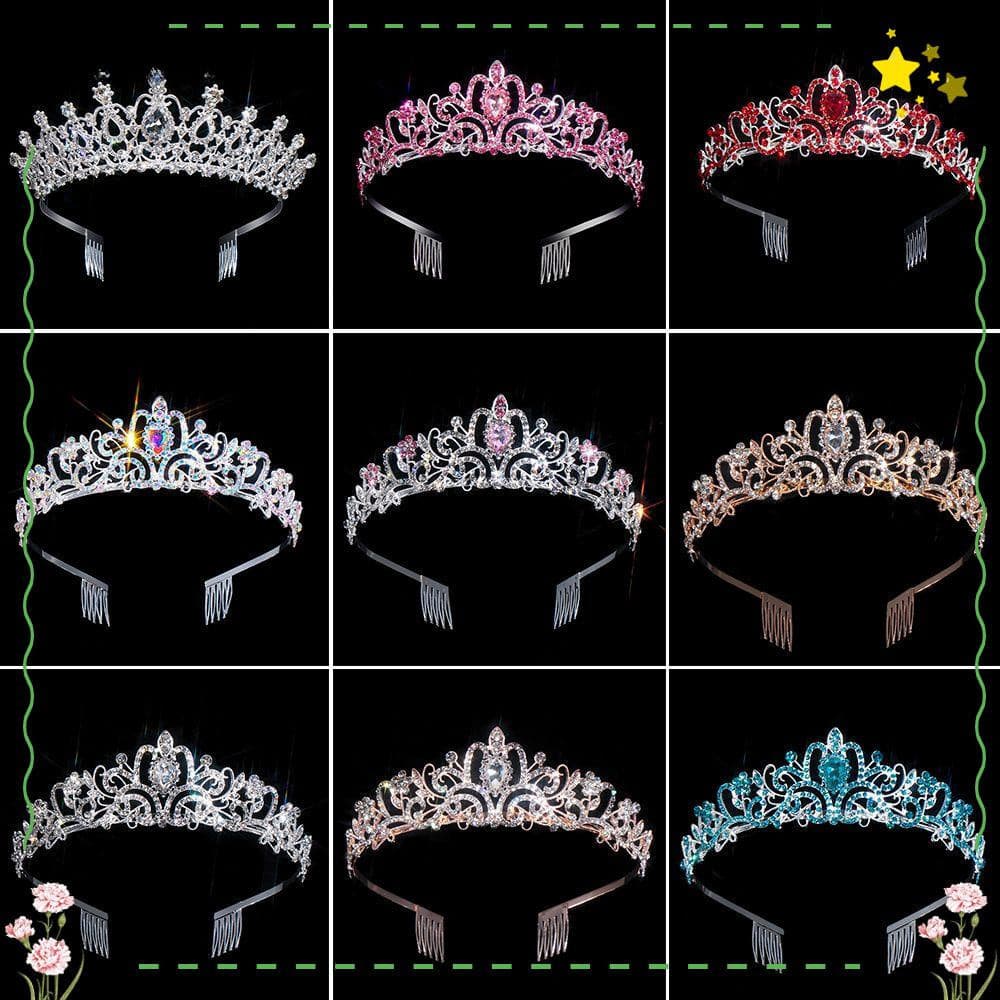 Prata Tiara Coroa Jóias De Noiva Promessa De Casamento Acessórios Para O Cabelo Princesa Strass CIYQ