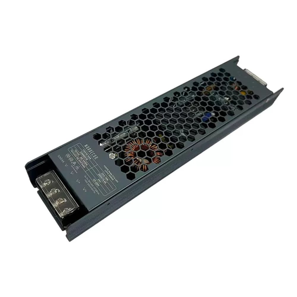 Fonte Driver 24V Nord p/ Fita LED 22,5x6x3cm 250W/10,4A Bivolt Alumínio - Nordecor 7298