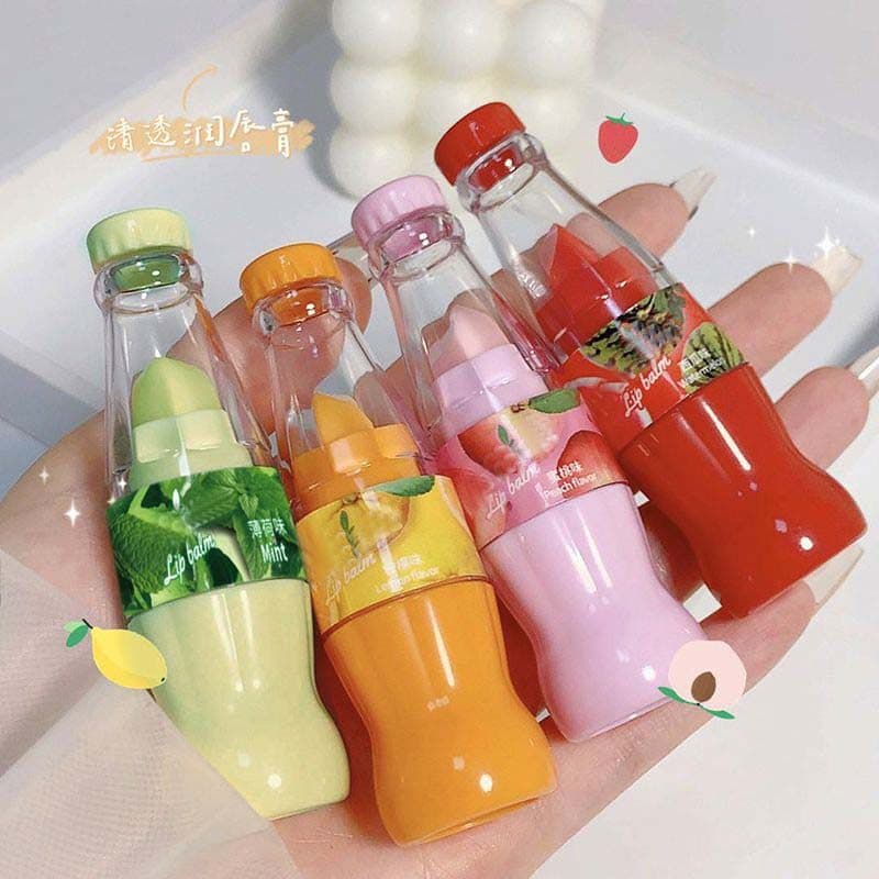 Bonito refrigerante bálsamo labial feminino hidratante hidratante Anti-secagem estudante dedicado sabor de frutas bálsam