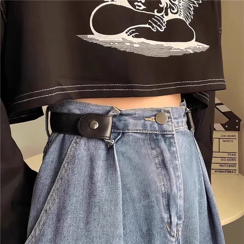 Cinto preguiçoso feminino Jeans elástico cintura estreita ferramenta útil cinto invisível cintura grande mudança pequena