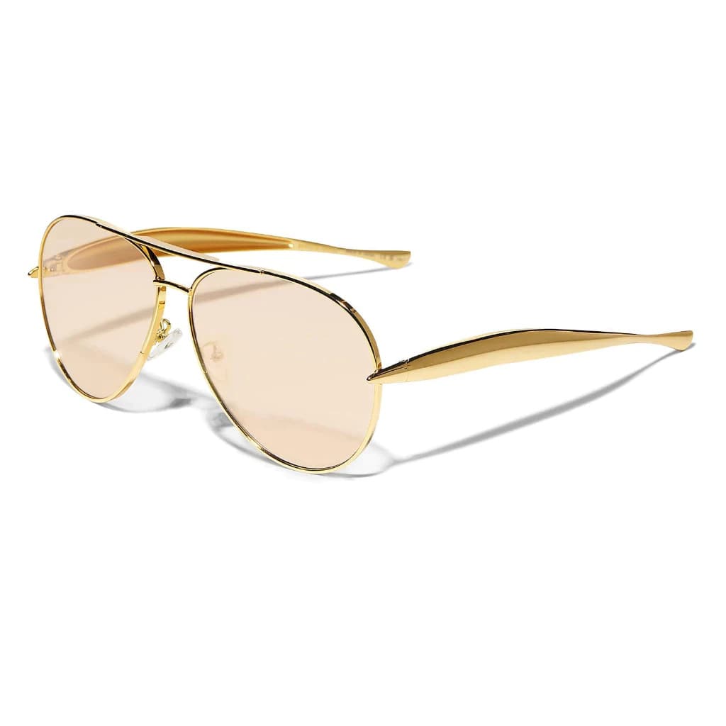 Óculos De Sol Estilo Europeu Feminino Com Armação De Metal Grande E Deck Duplo , Design Retrô , Elegância