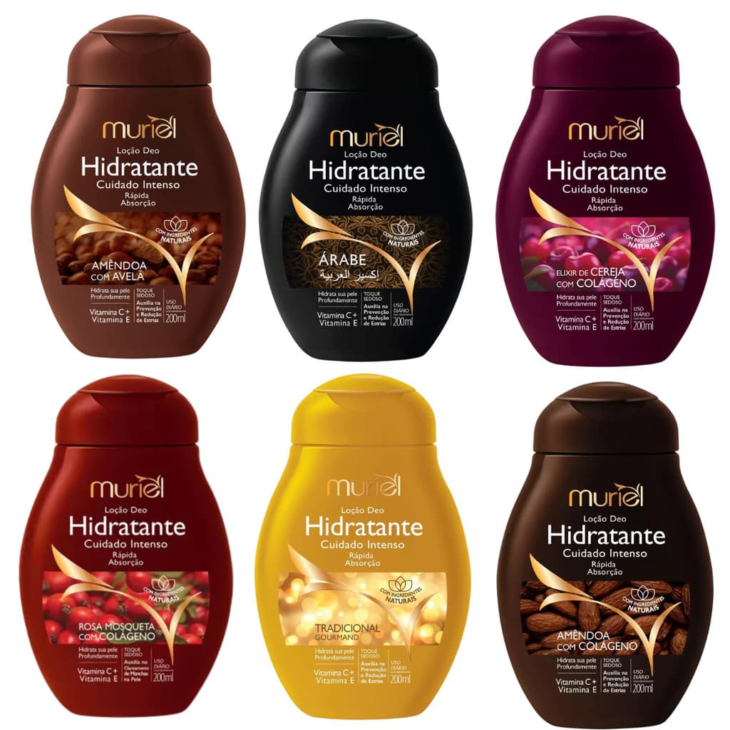 Hidratante Corporal Muriel 200ml Loção Deo Com Colágeno Várias Fragrâncias