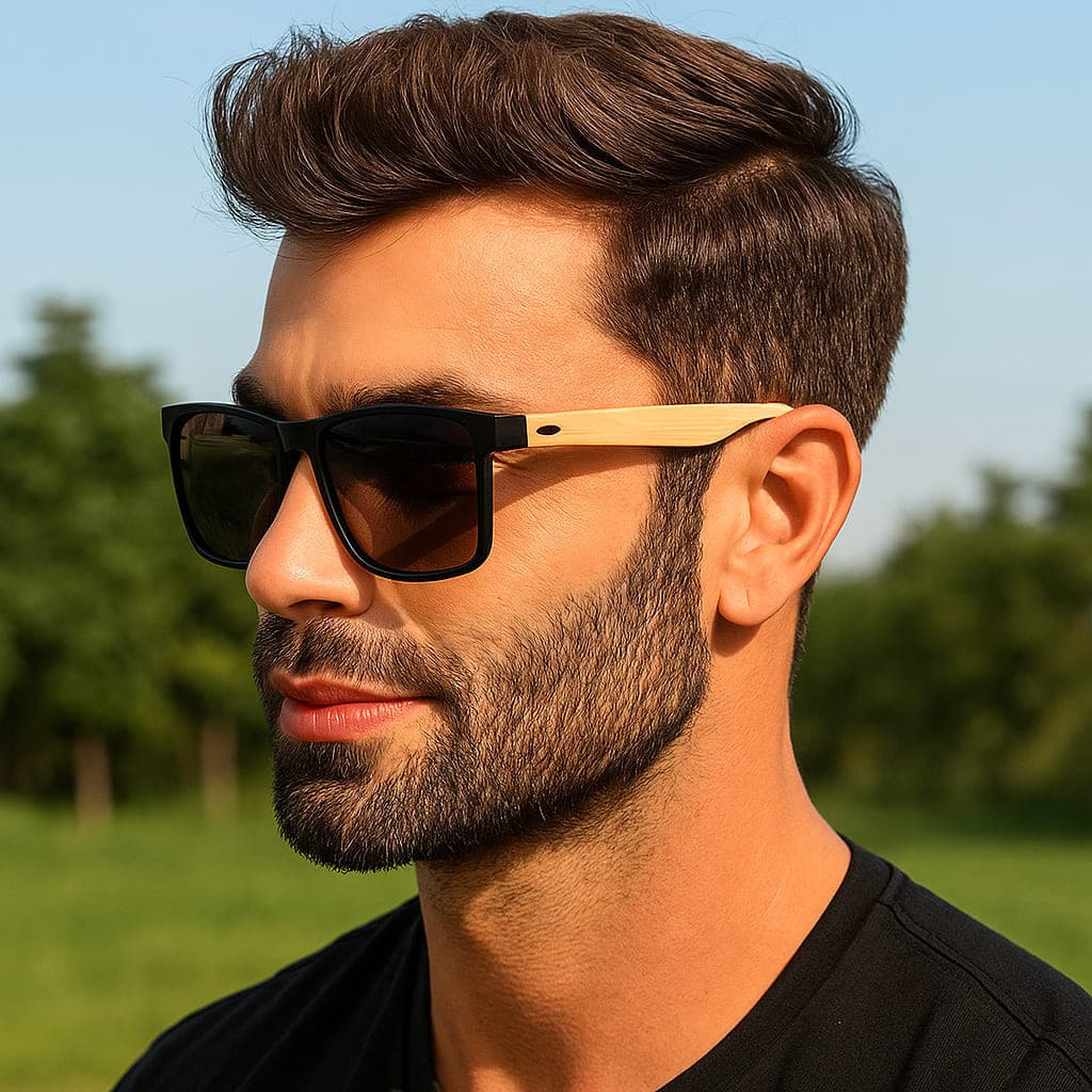 ORIGINAL ÓCULOS DE SOL QUADRADO ESTILO BAMBU MADEIRA  + CASE. exclusivo