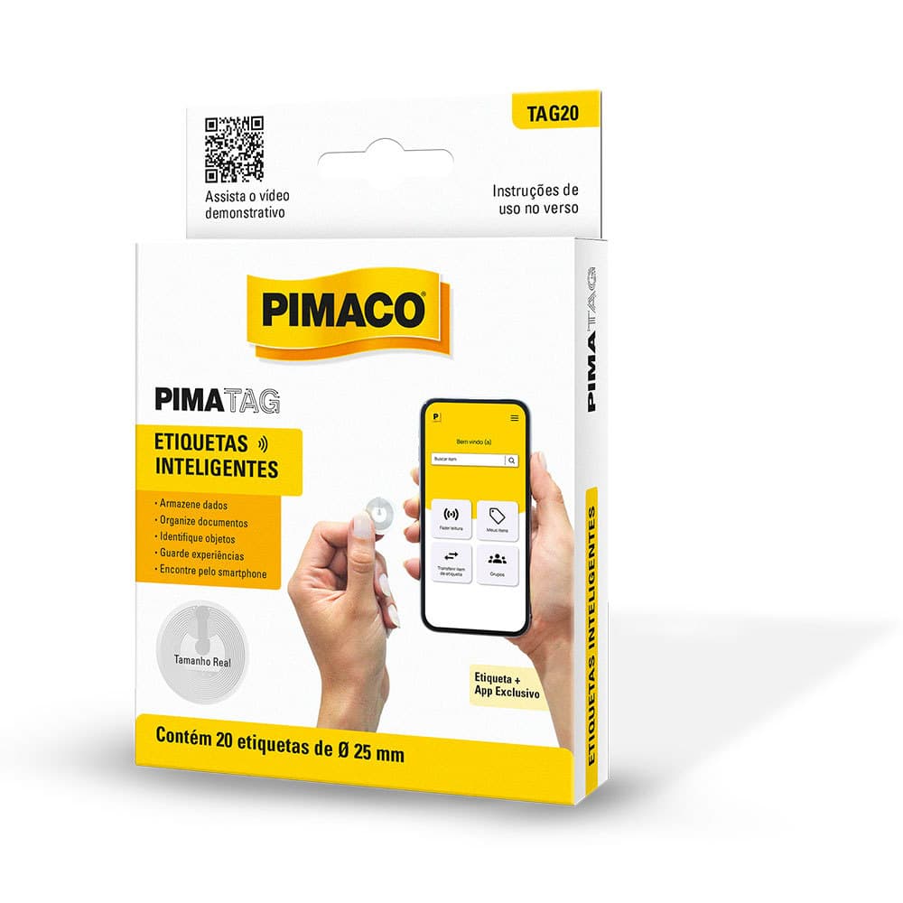 Etiqueta inteligente Pimatag NFC TAG20 com 20 unidades Pimaco