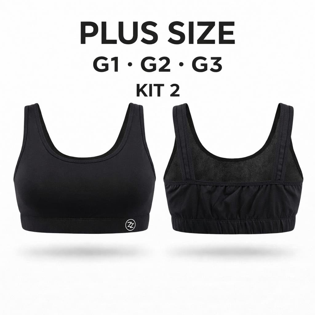Kit 2 Top Fitness Plus Size G1 G2 G3 Sem Bojo Academia Sustentação Alta Top Academia Feminino camiseta